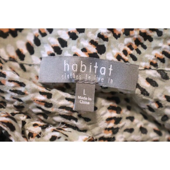 Habitat Crinkle Button Shirt Top L Lagenlook Abstract Artsy Minimalist - Picture 2 of 9